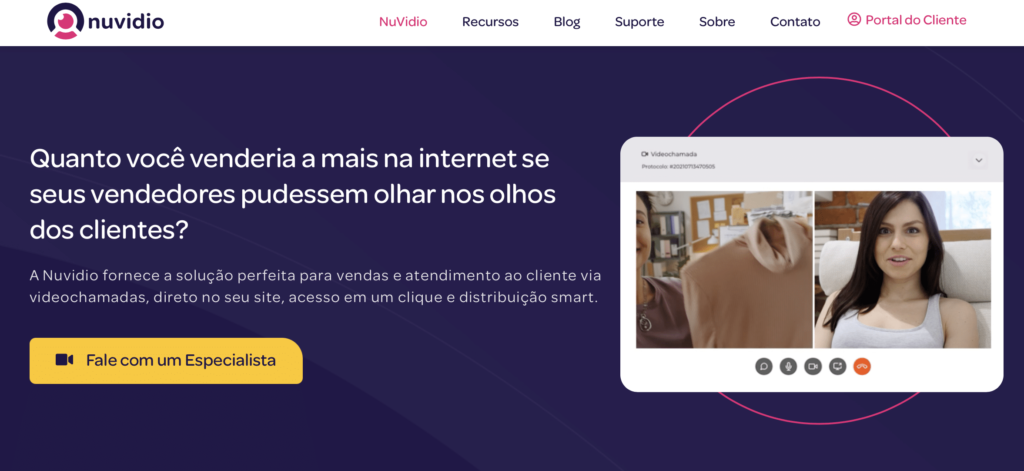 Site da startup Nuvideo